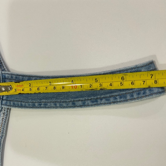 Mixed Blues Denim Bustier Crop Top Juniors Size L Vintage - Picture 9 of 10